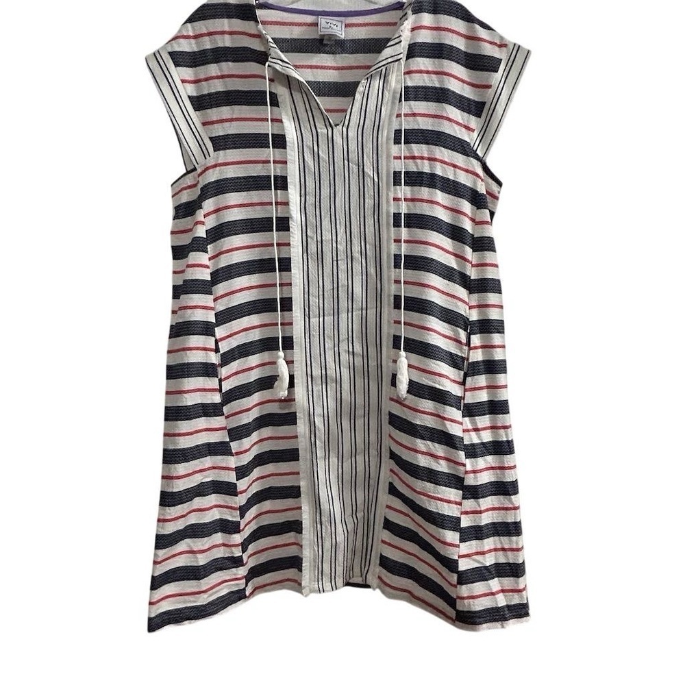 Vivi by Violet Weekend Women's‎ Striped Sleeveless Dress M Side Pockets